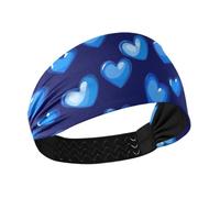 tplaotee Fasce elastiche per il sudore con cuori, colore blu reale, per corsa, yoga, lavaggio viso make up