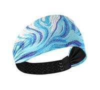 tplaotee Fasce elastiche per il sudore da donna con fiocco di neve e onde azzurre per palestra, yoga, tennis, tennis