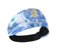 tplaotee Fasce elastiche per il sudore da donna con fiori di papavero blu, antiscivolo, per allenamento, corsa, escursionismo, calcio