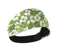 tplaotee Fasce per capelli verdi e fiori da palestra per le donne Fascia elastica per il sudore per corsa Uso quotidiano make up basket