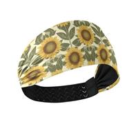 tplaotee Fascia elastica antisudore con girasole verde oliva e sabbia antiscivolo per donne per allenamenti uso quotidiano Calcio escursionismo