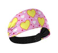 tplaotee Fascia elastica per capelli elastici da palestra con cuore giallo a pois color pesca per allenamento, yoga, tennis, tennis