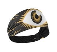 tplaotee Fascia elastica per il sudore con occhio del diavolo, colore nero e oro, antiscivolo, per ciclismo, uso quotidiano, escursionismo, calcio