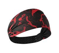 tplaotee Fascia elastica per il sudore con texture in marmo irregolare, colore nero e rosso, per yoga, ciclismo, escursionismo, pallavolo