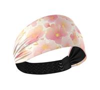 tplaotee Fascia elastica per il sudore da donna, con fiori di pesco, antiscivolo, per corsa, lavaggio viso e trekking
