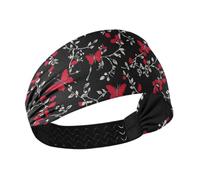 tplaotee Fata Farfalla Rosso Nero Antiscivolo? Fascia per il sudore Elastica Fascia per il Sudore per uso quotidiano Atletico Sport Trekking