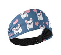 tplaotee Felice San Valentino Cuore Cartoon Cane Blu Raffreddamento confortevole fasce per la testa per le donne Fasce elastiche per la testa per le donne per la corsa Ciclismo tennis Pall