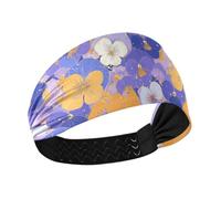 tplaotee Fiori astratti arancione viola viole del pensiero traspirante donna fascia elastica larga fascia per capelli da donna per yoga atletica sport lavaggio viso basket