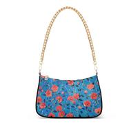 tplaotee Fiori Rossi Sfondo Blu borse a catena alla moda per le donne borse a tracolla per le donne per la festa della mamma