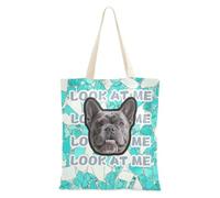 tplaotee Frammenti di vetro bianco-verdastro Avatar di animali domestici personalizzati su borsa di tela tela foto personalizzata borse della spesa per la spesa Tote Bags Bulk per Lady Plain
