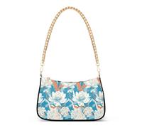 tplaotee Fresca Floreale Modello Bianco Blu Art Deco Style catena di viaggio borsa a tracolla borsa per regali di compleanno