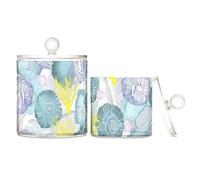tplaotee Fresh Spring, contenitore in plastica trasparente con coperchio, per tamponi di cotone, graffette, confezione da 2
