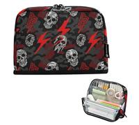 tplaotee Fulmine Cranio Rosso Nero Matita Sacchetto di Grande Capacità Trucco Sacchetti di Alta Capacità Organizzatore di Immagazzinaggio per le Donne Preppy Scuola Forniture bolsita para lapices