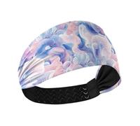 tplaotee Funghi astratti Illustrazione digitale Blu Rosa Bianco Traspirante cravatta fascia per le donne Fasce elastiche per il sudore per uso quotidiano Palestra lavaggio viso trucco