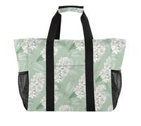 tplaotee giacinto fiore stile delicato e fresco bianco verde chiaro Utility Bags riutilizzabili borse della spesa borsa da spiaggia pieghevole a prova di sabbia con manici borsa di lavanderia Tote Bag