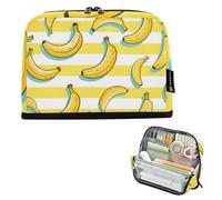 tplaotee Giallo Bianco A Righe Frutta Banana Pencil Case Grande Capacità Trucco Borse Grande Cancelleria Bag per Ragazze Ufficio lapiceras para ninas