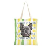 tplaotee Giallo Verde Bianco Stripe Pattern Personalizzato Pet Avatars su Tela Tote Immagine Personalizzata Tote Tote Bulk Tote Bag Bulk Per Le Donne Lavoro spazi vuoti
