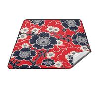 tplaotee Giappone Vine Modello Floreale Rosso Impermeabile Picnic Cestino XXL Picnic Camping Floor Mat per le Donne 30s Coppie Regalo manta para picnic
