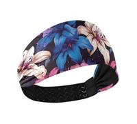 tplaotee Giglio Fiori Colori Vivaci Arte Digitale Antiscivolo Extra Larga Fasce per le Donne Fascia Elastica per il Sudore per Uso quotidiano Lavaggio Viso Trucco
