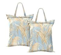 tplaotee Golden pampas erba azzurro stile acquerello Sporco Abbigliamento Bag Impermeabile Wet Dry Borse Allenamento Yoga 2 Pz Sporco Vestiti Borsa Per Viaggiare Con Maniglia