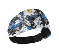 tplaotee Graffiti Art FLOWERs Blue Butterflies no slip fabric cerchietti elastici per capelli per corsa, corsa, tennis, calcio