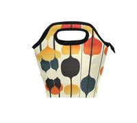 tplaotee Graziose borse per il pranzo da donna con manico curvo per ragazze, impermeabile, piccola borsa termica per spiaggia, campeggio, stile moderno di metà secolo, forma geometrica arancione
