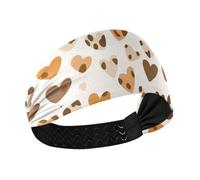 tplaotee Happy Valentine Brown Leopard Heart Moisture Wicking sudore fascia elastica testa sudore fasce per il sudore per le donne per ciclismo yoga lavaggio viso basket