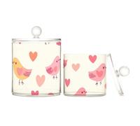 tplaotee Happy Valentine - Scatole portaoggetti in plastica trasparente beige con coperchio, accessori per il bagno, decorazione per filo interdentale, per tamponi di cotone, graffette, confezione da