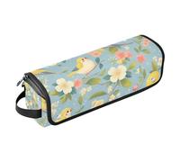 tplaotee Hot Hair Tools - Borsa da viaggio con tappetino in ferro, grande, custodia da viaggio per ferro arricciacapelli, piastra per capelli piatti, giallo - verde, uccelli, fiori, portatile,