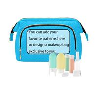 tplaotee La borsa di trucco normale pura di colore solido blu profondo del cielo con la maniglia personalizza le borse cosmetiche della chiusura lampo per la borsa per i cosmetici, blu cielo profondo