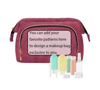 tplaotee La borsa rossa dei cosmetici della miscela dello spazio dell'acquerello personalizza la borsa leggera di periodo di trucco per il trucco di viaggio, Acquerello Spazio rosso mix, 1 size