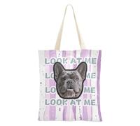 tplaotee Lavanda Viola Bianco Stripe Pattern Acquerello Personalizzato Pet Avatar su Tela Tote Bags Foto Personalizzate Borse di Tela Con Manici Borse di Tote Bulk Per Le Donne Lavoro spazi vuoti