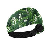 tplaotee Lily Of The Valley Beauty Summer Flowers Fasce per capelli in tessuto rinfrescante fascia elastica per yoga ciclismo make up tennis