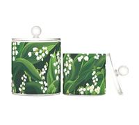 tplaotee Lily Of The Valley Beauty Summer Flowers - Organizer per trucchi in plastica trasparente, con coperchio, per accessori da ufficio, decorazione per filo interdentale, per filo interdentale, 2