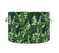 tplaotee Lily Of Valley Beauty Summer Flowers Cesto portaoggetti pieghevole e impermeabile con manico robusto vasche soluzioni bidoni per lavanderia bagno maglione
