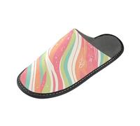 tplaotee Linea verde rosa Wave pantofole della pantofola delle donne del modello per le donne con la schiuma di memoria per la casa, camera da letto