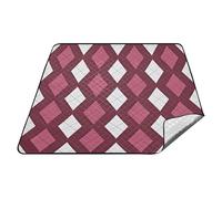 tplaotee Marrone Rosso A Scacchi Rhombus Plaid Impermeabile Camp coperte pieghevole XXL Outdoor Party Camping Accessori Outdoor per le Donne 30s Picnic Articoli tappeto para picnic