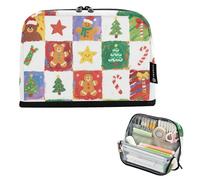 tplaotee Merry Christmas Tree Gingerbread Pencil Custodia per il trasporto di grande capacità Borsa per il trucco Slim Coin per Adulti Kindergarten lapiceras estuche para ninos