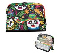 tplaotee Mexico Cinco De Mayo Pandas Vivid Color Pencil Organizer Case Grande Capacità Verticale Storage Bag Multi-Slot Borsa Multiuso per Teen Boys High School Lapiceras para ninos