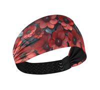 tplaotee Moderna fascia elastica 3D floreale rosso nero antiscivolo fascia per il sudore per ciclismo palestra calcio make up