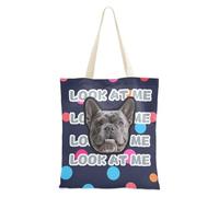 tplaotee Moderni rotondi colorati puntini neri personalizzati animali domestici avatar su tote bag tela immagine personalizzata borsa di tela con tasche borse di tela di tela Bulk per le donne pianura
