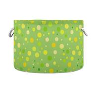 tplaotee Moderni Rotondi Dots Green Cesto portaoggetti pieghevole e impermeabile cestini decorativi con manico robusto roba Decorativas stoccaggio per ufficio dispensa biancheria da letto