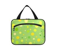 tplaotee Moderno Rounds Dots Green kit appeso per viaggio con gancio, designer essenziale trucco caso per viaggio essenziale lavoro maleta para maquillaje M, Rotondi moderni a pois verdi, Medium