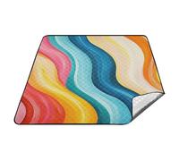 tplaotee Motivo a righe linee ondulate multicolore impermeabile cestino da picnic Set resistente all'acqua Escursionismo Grande coperta all'aperto per coppie erba regalo mantas para parques