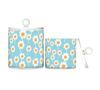 tplaotee Multi-margherita, organizer per caramelle, in plastica bianca trasparente, con coperchio, per dispensa essenziali, contenitori decorativi per cotton fioc, dischetti di cotone, filo