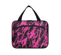 tplaotee Nero Rosa Irregolare Marmo Texture appeso kit da barba borsa da viaggio con gancio, designer carino trucco borsa per auto per le donne viaggio campeggio estuche para maquillaje M, Texture