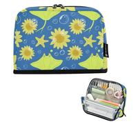 tplaotee Ocean Animal Starfish Girasole Chartreuse Matita Caso di Grande Capacità Cosmetici Borsa Multi-Slot Astuccio Portamatite per Studente College Preppy Forniture scolastiche bolsa para