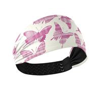 tplaotee Oliver Jeffers Style Farfalla Rosy Beige Magenta Antiscivolo? ampie fasce per capelli per le donne Capelli elastici per gli allenamenti Atletica Sport lavaggio viso tennis