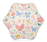 tplaotee Ombrello con fiori freschi e farfalle, per pioggia, pioggia e vento, con striscia riflettente, ombrello di sicurezza con manico a gancio facile da impugnare, per ragazzi e ragazze