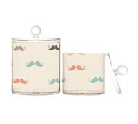 tplaotee Organizer per trucchi in plastica trasparente, stile bohémien, con coperchio, per dispensa, per tamponi di cotone, tamponi di cotone, filo interdentale, confezione da 2